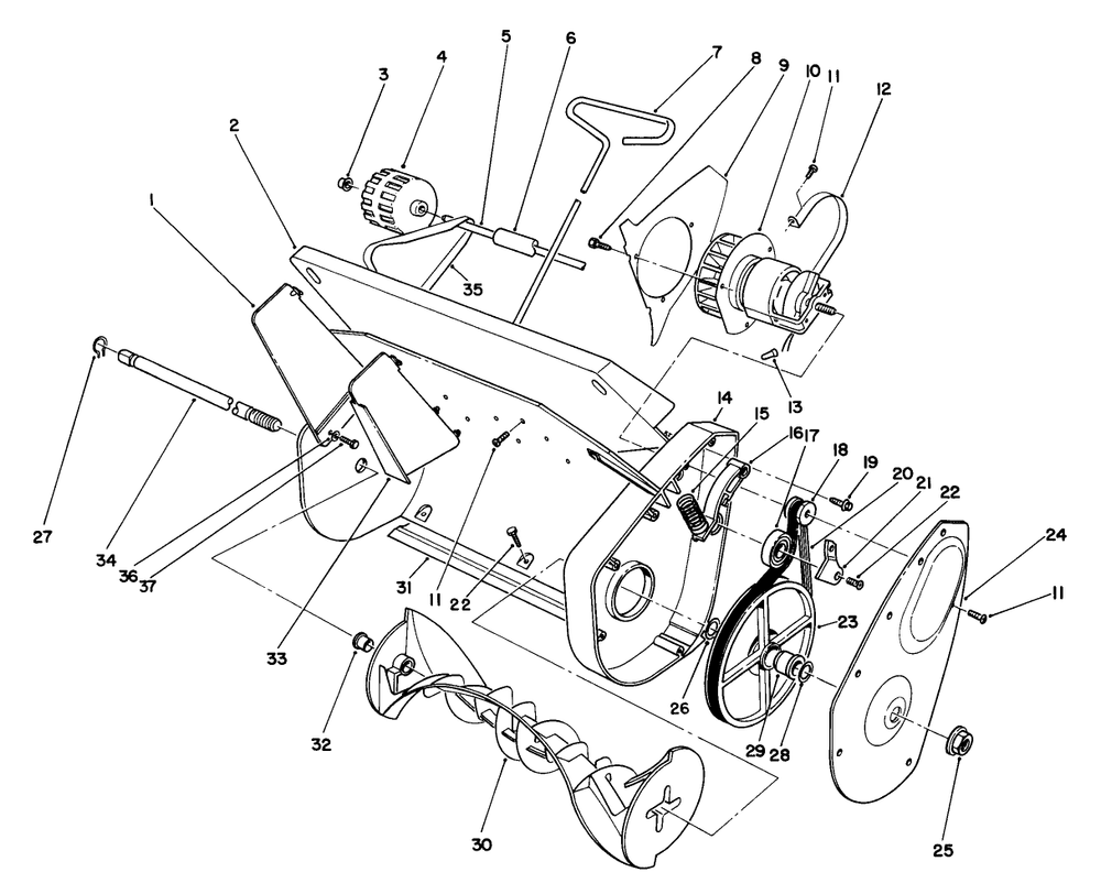Housing And Rotor Assembly Diagram and Parts List for 38005 (4900001 - 4999999)(1200) Lawn Boy Snow Blower